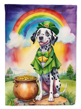 Load image into Gallery viewer, Dalmatian St. Patrick’s Day Garden Flag – Dog with Pot of Gold &amp; Rainbow Yard Decor