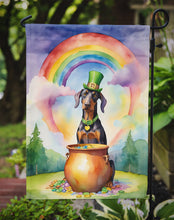 Load image into Gallery viewer, Doberman Pinscher St. Patrick’s Day Garden Flag – Dog with Pot of Gold &amp; Rainbow Yard Decor
