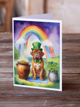 Load image into Gallery viewer, Dogue de Bordeaux St Patrick's Day Greeting Cards - Blank Note Cards – 8-Pack of Artist-Designed Cards with Envelopes