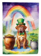 Load image into Gallery viewer, Dogue de Bordeaux St. Patrick’s Day Garden Flag – Dog with Pot of Gold &amp; Rainbow Yard Decor