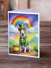 Load image into Gallery viewer, English Bull Terrier St Patrick's Day Greeting Cards - Blank Note Cards – 8-Pack of Artist-Designed Cards with Envelopes