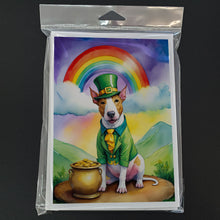 Load image into Gallery viewer, English Bull Terrier St Patrick's Day Greeting Cards - Blank Note Cards – 8-Pack of Artist-Designed Cards with Envelopes