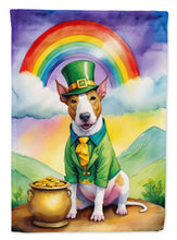 Load image into Gallery viewer, English Bull Terrier St. Patrick’s Day Garden Flag – Dog with Pot of Gold &amp; Rainbow Yard Decor
