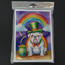 Load image into Gallery viewer, English Bulldog St Patrick's Day Greeting Cards - Blank Note Cards – 8-Pack of Artist-Designed Cards with Envelopes