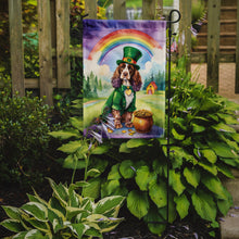 Load image into Gallery viewer, English Cocker Spaniel St. Patrick’s Day Garden Flag – Dog with Pot of Gold &amp; Rainbow Yard Decor