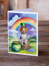 Load image into Gallery viewer, English Foxhound St Patrick's Day Greeting Cards - Blank Note Cards – 8-Pack of Artist-Designed Cards with Envelopes