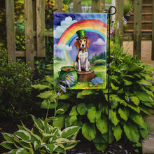 Load image into Gallery viewer, English Foxhound St. Patrick’s Day Garden Flag – Dog with Pot of Gold &amp; Rainbow Yard Decor
