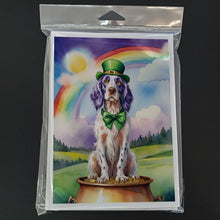 Load image into Gallery viewer, English Setter St Patrick's Day Greeting Cards - Blank Note Cards – 8-Pack of Artist-Designed Cards with Envelopes