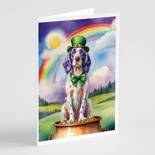 Load image into Gallery viewer, English Setter St Patrick's Day Greeting Cards - Blank Note Cards – 8-Pack of Artist-Designed Cards with Envelopes