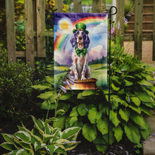 Load image into Gallery viewer, English Setter St. Patrick’s Day Garden Flag – Dog with Pot of Gold &amp; Rainbow Yard Decor