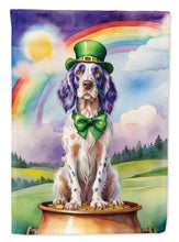 Load image into Gallery viewer, English Setter St. Patrick’s Day Garden Flag – Dog with Pot of Gold &amp; Rainbow Yard Decor