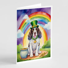 Load image into Gallery viewer, English Springer Spaniel St Patrick's Day Greeting Cards - Blank Note Cards – 8-Pack of Artist-Designed Cards with Envelopes