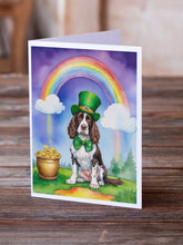 Load image into Gallery viewer, English Springer Spaniel St Patrick's Day Greeting Cards - Blank Note Cards – 8-Pack of Artist-Designed Cards with Envelopes