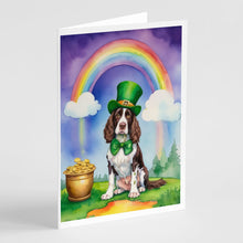 Load image into Gallery viewer, English Springer Spaniel St Patrick's Day Greeting Cards - Blank Note Cards – 8-Pack of Artist-Designed Cards with Envelopes