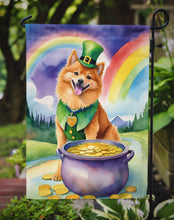 Load image into Gallery viewer, Finnish Spitz St. Patrick’s Day Garden Flag – Dog with Pot of Gold &amp; Rainbow Yard Decor