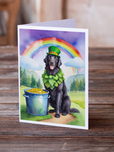 Load image into Gallery viewer, Flat-Coated Retriever St Patrick's Day Greeting Cards - Blank Note Cards – 8-Pack of Artist-Designed Cards with Envelopes