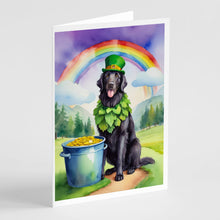 Load image into Gallery viewer, Flat-Coated Retriever St Patrick's Day Greeting Cards - Blank Note Cards – 8-Pack of Artist-Designed Cards with Envelopes
