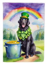 Load image into Gallery viewer, Flat-Coated Retriever St. Patrick’s Day Garden Flag – Dog with Pot of Gold &amp; Rainbow Yard Decor