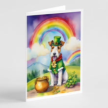 Load image into Gallery viewer, Fox Terrier St Patrick's Day Greeting Cards - Blank Note Cards – 8-Pack of Artist-Designed Cards with Envelopes