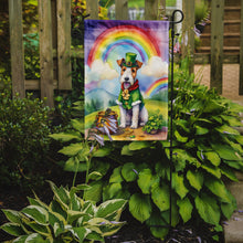 Load image into Gallery viewer, Fox Terrier St. Patrick’s Day Garden Flag – Dog with Pot of Gold &amp; Rainbow Yard Decor