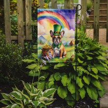 Load image into Gallery viewer, French Bulldog St. Patrick’s Day Garden Flag – Dog with Pot of Gold &amp; Rainbow Yard Decor