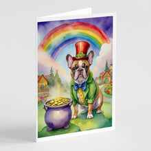 Load image into Gallery viewer, French Bulldog St Patrick's Day Greeting Cards - Blank Note Cards – 8-Pack of Artist-Designed Cards with Envelopes