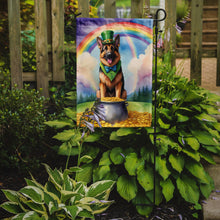 Load image into Gallery viewer, German Shepherd St. Patrick’s Day Garden Flag – Dog with Pot of Gold &amp; Rainbow Yard Decor
