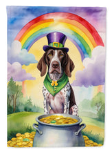 Load image into Gallery viewer, German Shorthaired Pointer St. Patrick’s Day Garden Flag – Dog with Pot of Gold &amp; Rainbow Yard Decor