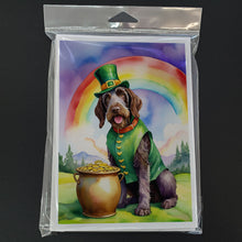 Load image into Gallery viewer, German Wirehaired Pointer St Patrick's Day Greeting Cards - Blank Note Cards – 8-Pack of Artist-Designed Cards with Envelopes
