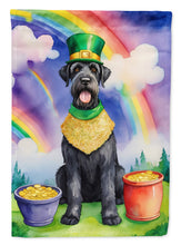 Load image into Gallery viewer, Giant Schnauzer St. Patrick’s Day Garden Flag – Dog with Pot of Gold &amp; Rainbow Yard Decor