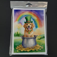 Load image into Gallery viewer, Golden Retriever St Patrick's Day Greeting Cards - Blank Note Cards – 8-Pack of Artist-Designed Cards with Envelopes