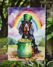 Load image into Gallery viewer, Gordon Setter St. Patrick’s Day Garden Flag – Dog with Pot of Gold &amp; Rainbow Yard Decor