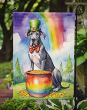 Load image into Gallery viewer, Great Dane St. Patrick’s Day Garden Flag – Dog with Pot of Gold &amp; Rainbow Yard Decor