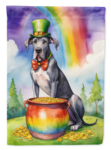 Load image into Gallery viewer, Great Dane St. Patrick’s Day Garden Flag – Dog with Pot of Gold &amp; Rainbow Yard Decor