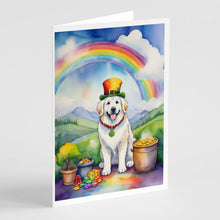 Load image into Gallery viewer, Great Pyrenees St Patrick's Day Greeting Cards - Blank Note Cards – 8-Pack of Artist-Designed Cards with Envelopes