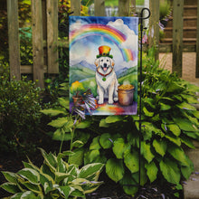 Load image into Gallery viewer, Great Pyrenees St. Patrick’s Day Garden Flag – Dog with Pot of Gold &amp; Rainbow Yard Decor