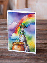 Load image into Gallery viewer, Greyhound St Patrick's Day Greeting Cards - Blank Note Cards – 8-Pack of Artist-Designed Cards with Envelopes