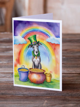 Load image into Gallery viewer, Greyhound St Patrick's Day Greeting Cards - Blank Note Cards – 8-Pack of Artist-Designed Cards with Envelopes