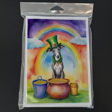 Load image into Gallery viewer, Greyhound St Patrick's Day Greeting Cards - Blank Note Cards – 8-Pack of Artist-Designed Cards with Envelopes