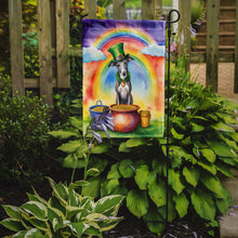 Load image into Gallery viewer, Greyhound St. Patrick’s Day Garden Flag – Dog with Pot of Gold &amp; Rainbow Yard Decor
