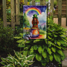 Load image into Gallery viewer, Irish Setter St. Patrick’s Day Garden Flag – Dog with Pot of Gold &amp; Rainbow Yard Decor
