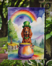 Load image into Gallery viewer, Irish Setter St. Patrick’s Day Garden Flag – Dog with Pot of Gold &amp; Rainbow Yard Decor