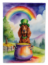 Load image into Gallery viewer, Irish Setter St. Patrick’s Day Garden Flag – Dog with Pot of Gold &amp; Rainbow Yard Decor