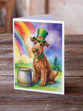 Load image into Gallery viewer, Irish Terrier St Patrick's Day Greeting Cards - Blank Note Cards – 8-Pack of Artist-Designed Cards with Envelopes