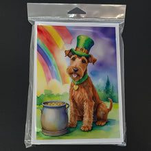 Load image into Gallery viewer, Irish Terrier St Patrick's Day Greeting Cards - Blank Note Cards – 8-Pack of Artist-Designed Cards with Envelopes