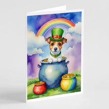 Load image into Gallery viewer, Jack Russell Terrier St Patrick's Day Greeting Cards - Blank Note Cards – 8-Pack of Artist-Designed Cards with Envelopes