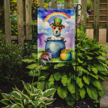 Load image into Gallery viewer, Jack Russell Terrier St. Patrick’s Day Garden Flag – Dog with Pot of Gold &amp; Rainbow Yard Decor