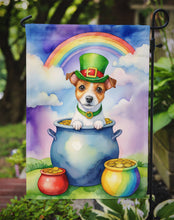Load image into Gallery viewer, Jack Russell Terrier St. Patrick’s Day Garden Flag – Dog with Pot of Gold &amp; Rainbow Yard Decor