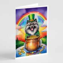 Load image into Gallery viewer, Keeshond St Patrick's Day Greeting Cards - Blank Note Cards – 8-Pack of Artist-Designed Cards with Envelopes