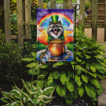 Load image into Gallery viewer, Keeshond St. Patrick’s Day Garden Flag – Dog with Pot of Gold &amp; Rainbow Yard Decor